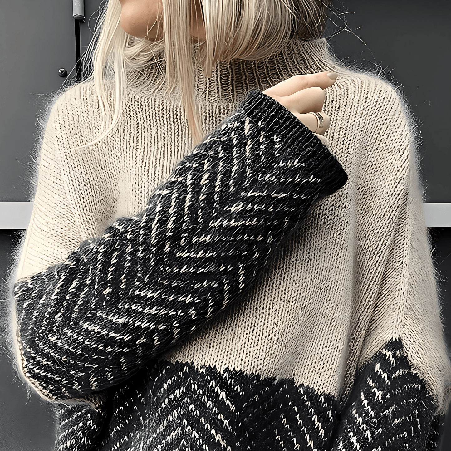 Damska - Sweter z golfem - Stylowa kolorowa dzianina - Wygodne do noszenia na co dzień