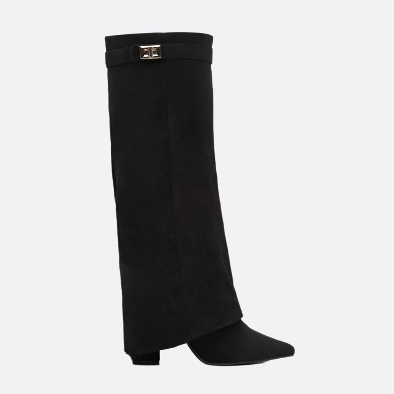 Damska - Buty za kolano - Skórzane - Zamek błyskawiczny - Eleganckie i stylowe obuwie na każdą okazję