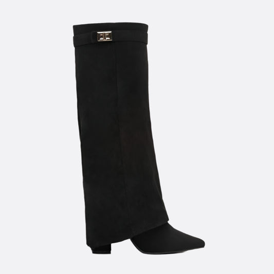 Damska - Buty za kolano - Skórzane - Zamek błyskawiczny - Eleganckie i stylowe obuwie na każdą okazję