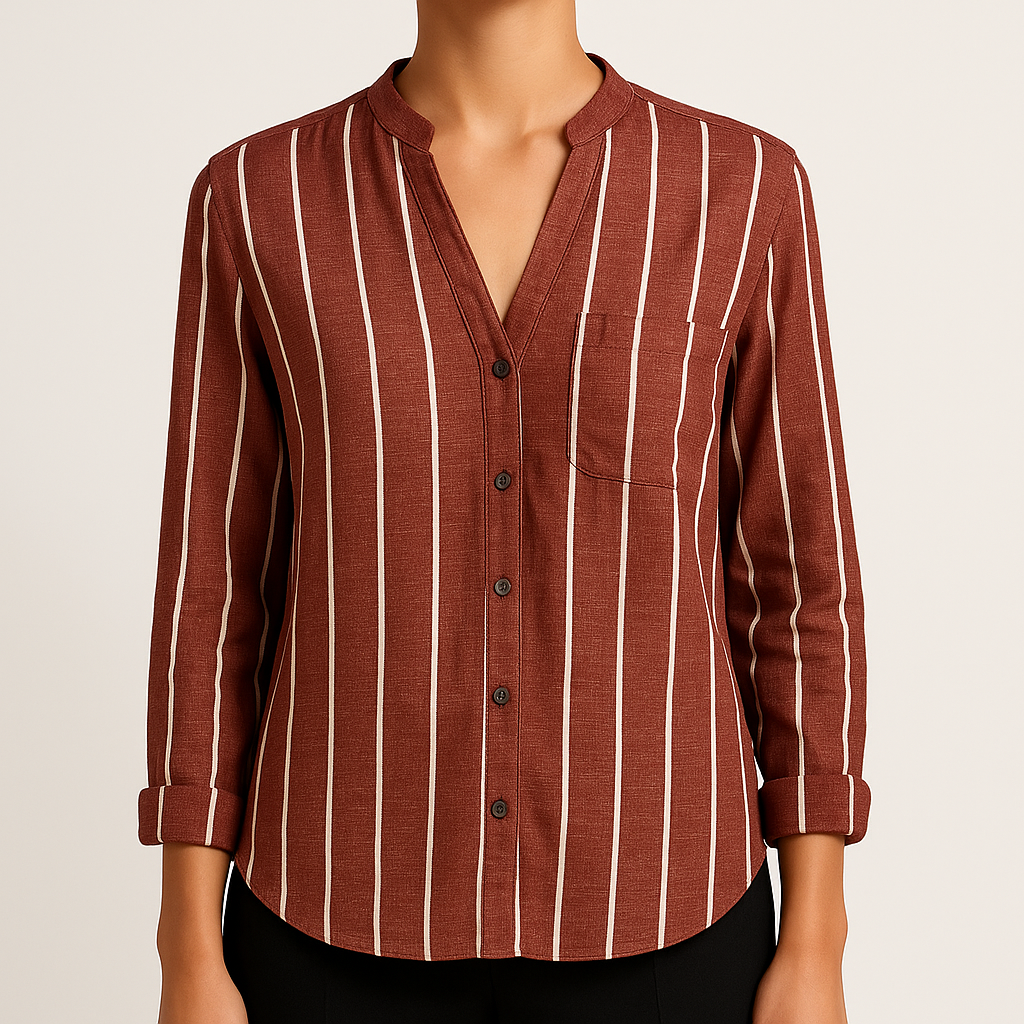 Damska - Elegancka bluzka w paski - Lekki materiał - Stylowy top na każdą okazję