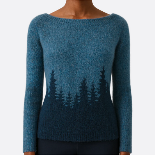 Damska - Sweter zimowy - Miękkiej dzianiny - Retro Knit z długim rękawem - Ciepły i stylowy - Idealny na chłodne dni
