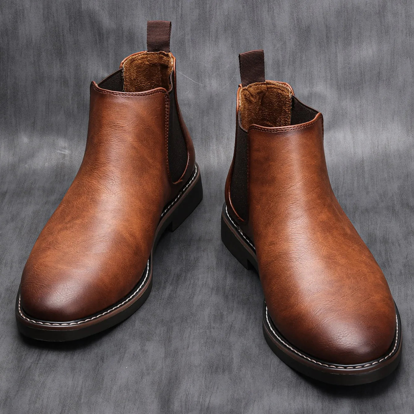 Męska - Klasyczne buty Chelsea - Wsuwane -  Skórzane - Elegancka moda na każdą okazję