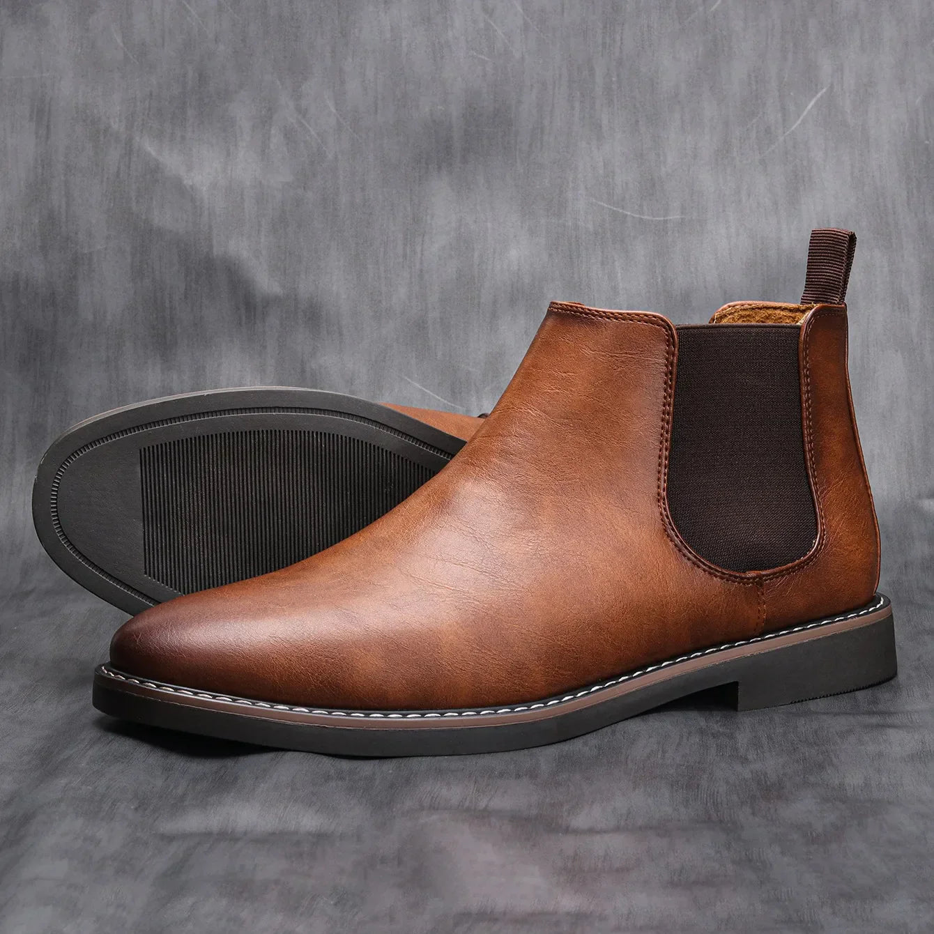 Męska - Klasyczne buty Chelsea - Wsuwane -  Skórzane - Elegancka moda na każdą okazję