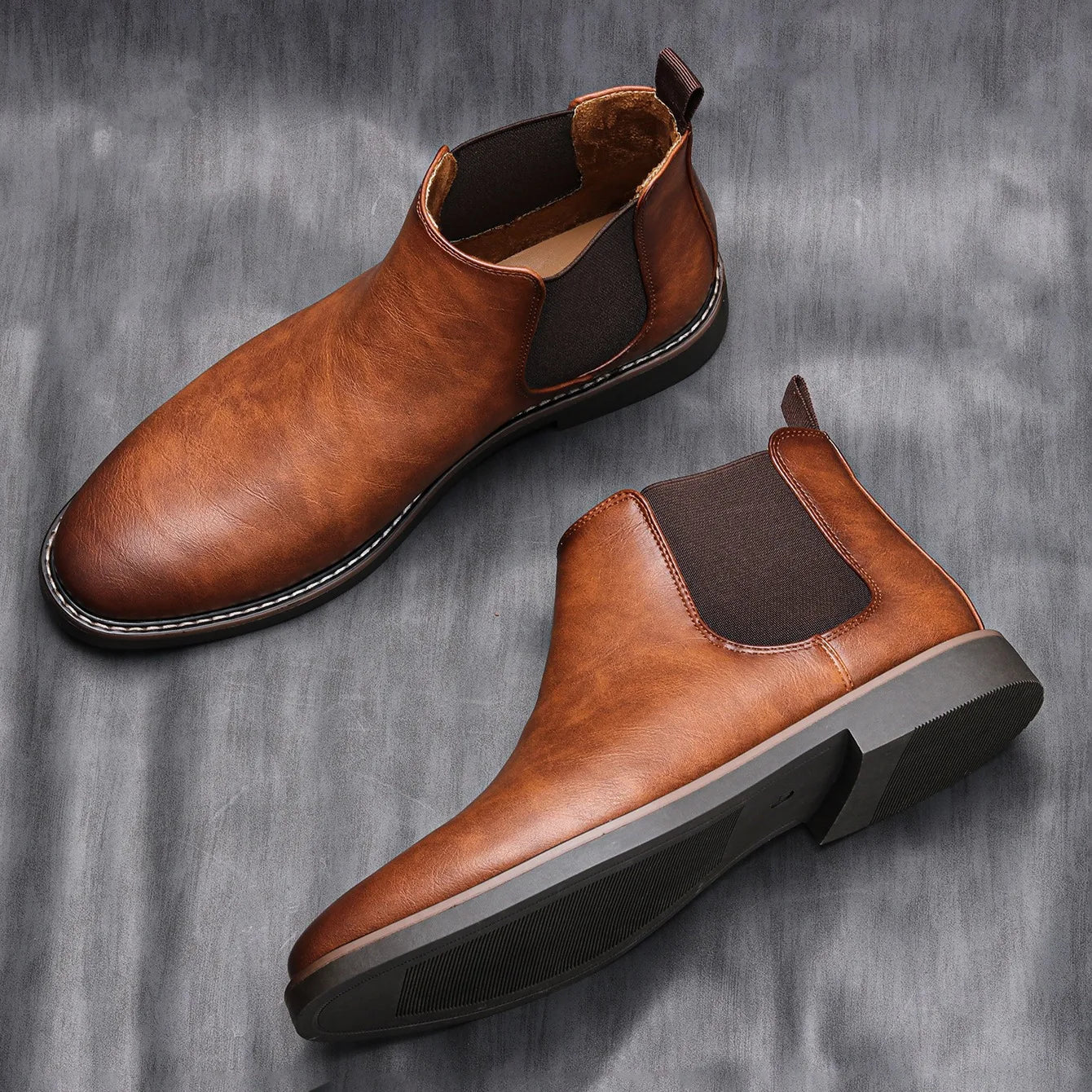 Męska - Klasyczne buty Chelsea - Wsuwane -  Skórzane - Elegancka moda na każdą okazję