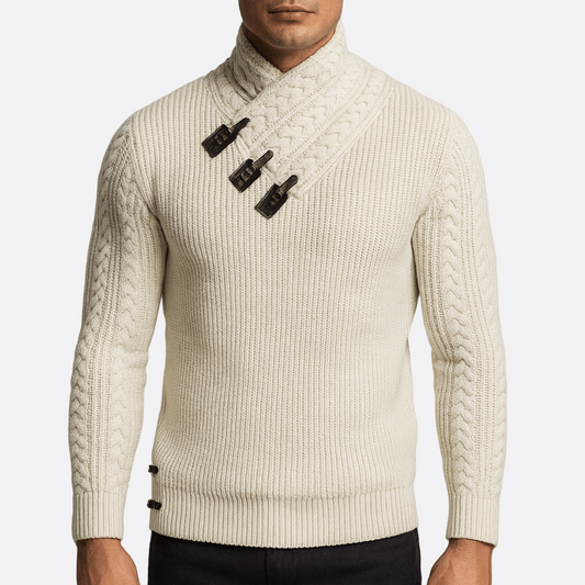 Męska - Asymetryczny sweter Slim Fit - Mieszanka wełny - Stylowy i komfortowy
