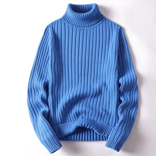 Męska - Bluza z golfem - Prążkowany sweter dzianinowy - Modny i komfortowy styl na każdą okazję