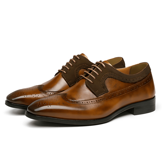 Męska - Buty Brogue Oxford - Klasyczne sznurowane - Elegancki styl do biura i na co dzień