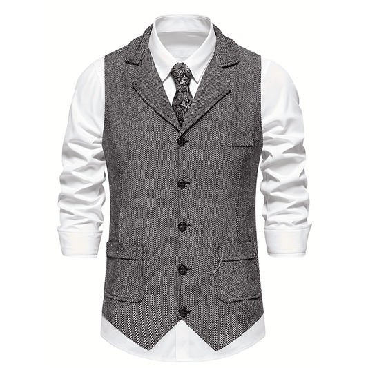 Męska - Kamizelka - Jodełka - Dopasowany Krój, Stylowa i Elegancka