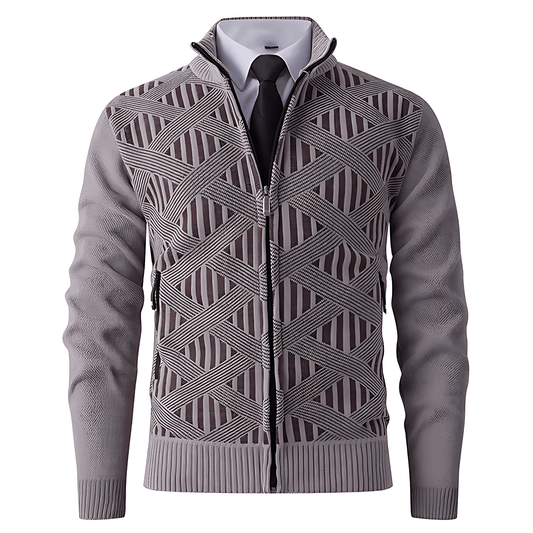 Męska - Kardigan - Zamek błyskawiczny - Nowoczesny design - Stylowy kardigan z dopasowanym krojem