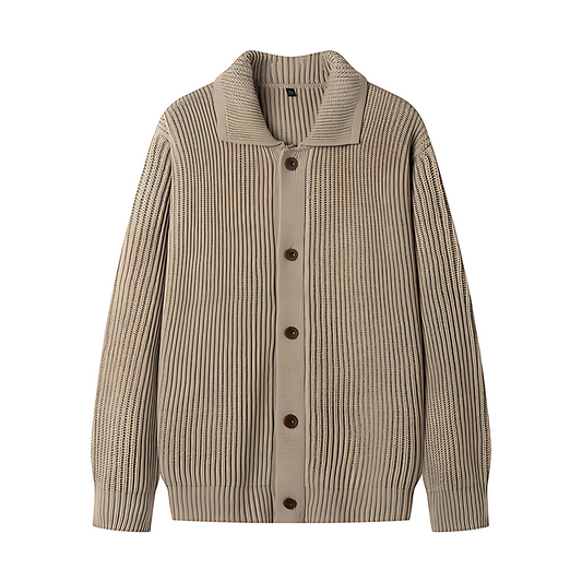 Męska - Kardigan sportowy - Szalowym kołnierzem - Idealny na chłodne dni - Elegancki i wygodny styl