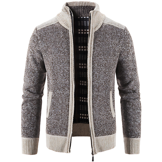 Męska - Kardigan ze stójką - Nowoczesny design - Komfortowy materiał - Stylowy dodatek do garderoby