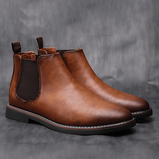 Męska - Klasyczne buty Chelsea - Wsuwane -  Skórzane - Elegancka moda na każdą okazję