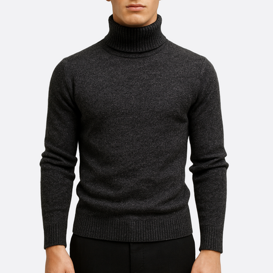 Męska - Klasyczny sweter - Golfem - Prążkowana struktura - Stylowy komfort na każdą okazję