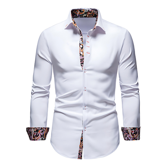 Męska - Koszula - Długim rękawem - Nowoczesny wzór Paisley - Stylowy design i komfortowa tkanina