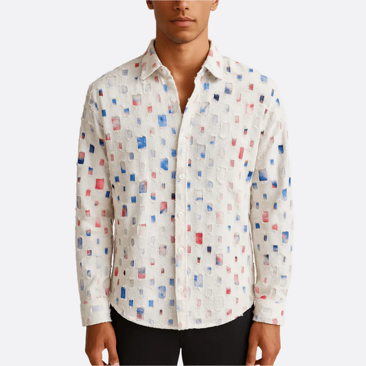 Męska - Koszula dżinsowa - Postrzępione detale - Trwały krój - Modny styl na każdą okazję