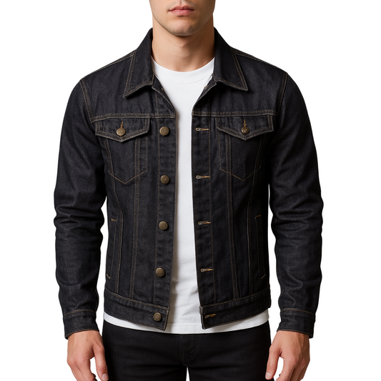 Męska - Kurtka jeansowa Trucker - Dopasowanym kroju - Stylowy denim - Idealny na każdą okazję