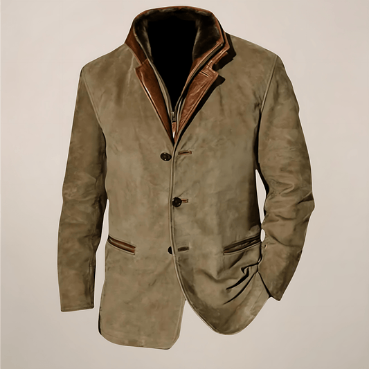 Męska - Kurtka vintage - Odwróconym kołnierzem - Stylowy design - Idealna do codziennych stylizacji