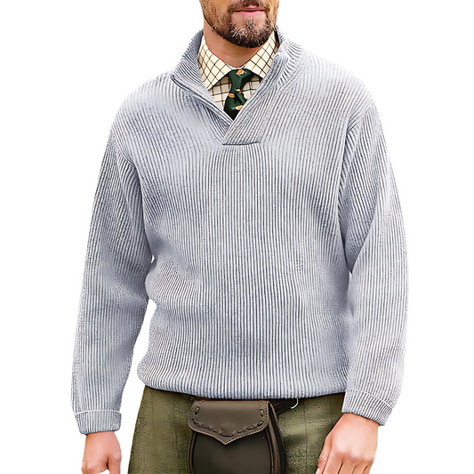 Męska - Nowoczesny sweter dzianinowy - Stójka - komfortowy i stylowy - Idealny na każdą okazję