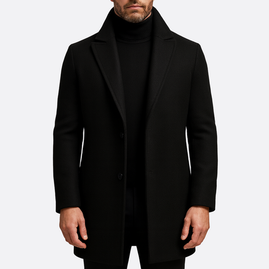 Męska - Płaszcz formalny - Wełniany - Dopasowany krój - Elegancki styl na każdą okazję