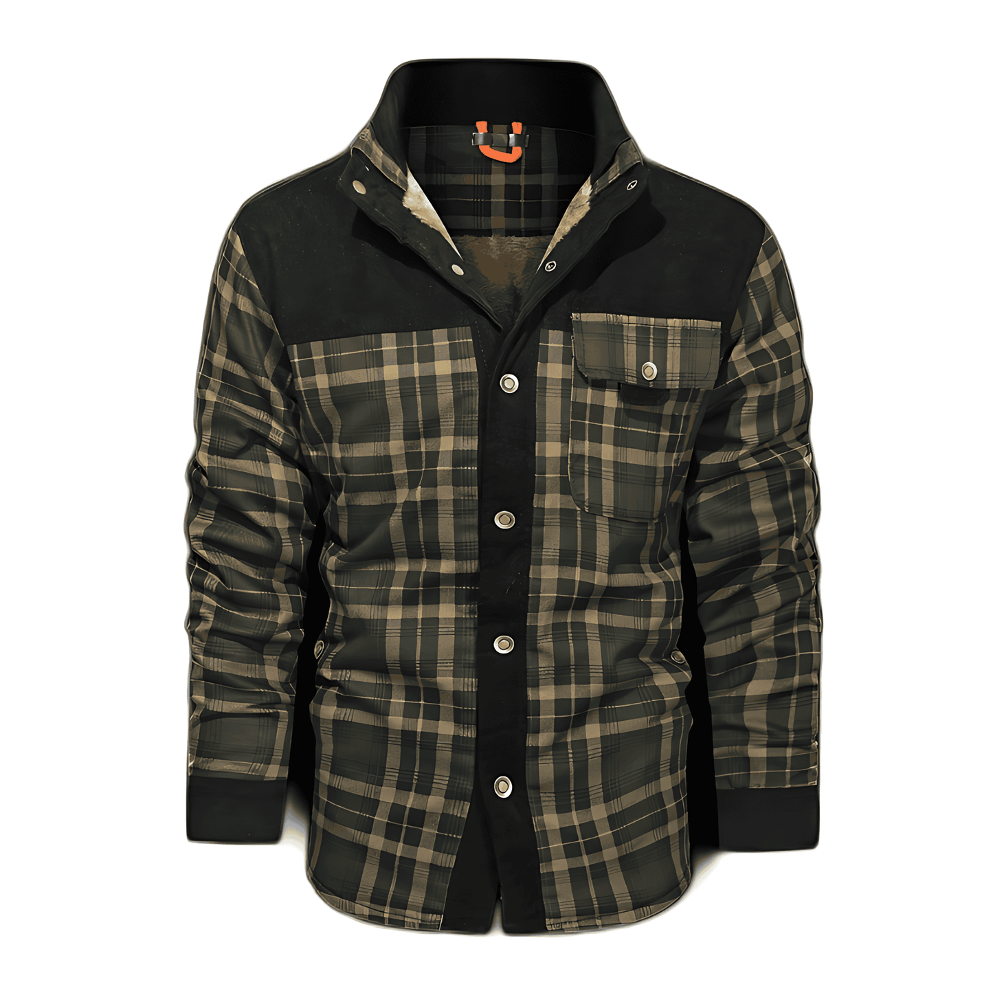 Męska - Płaszcz zimowy - Ciepły, casualowy w kratę - Idealny na chłodne dni