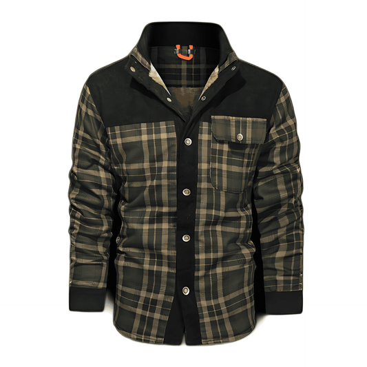 Męska - Płaszcz zimowy - Ciepły, casualowy w kratę - Idealny na chłodne dni