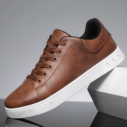 Męska - Skórzane trampki - Lässiger Schnürschuh - Stylowe i Wygodne Buty na Co Dzień