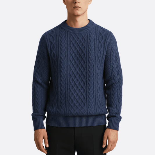 Męska - Sweter - Dzianina Cable Knit - Vintage styl - komfort i elegancja