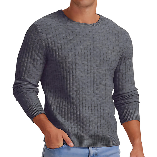 Męska - Sweter - Okrągły dekolt - Stylowa dzianina - Komfort i elegancja na każdą okazję