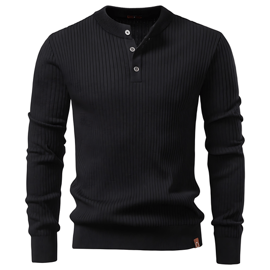 Męska - Sweter dzianinowy - Drobnymi prążkami - Wygodny i elegancki - Idealny na każdą okazję