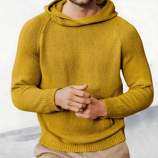 Męska - Sweter z dzianiny z kapturem - Drobna siateczka - Modny i wygodny