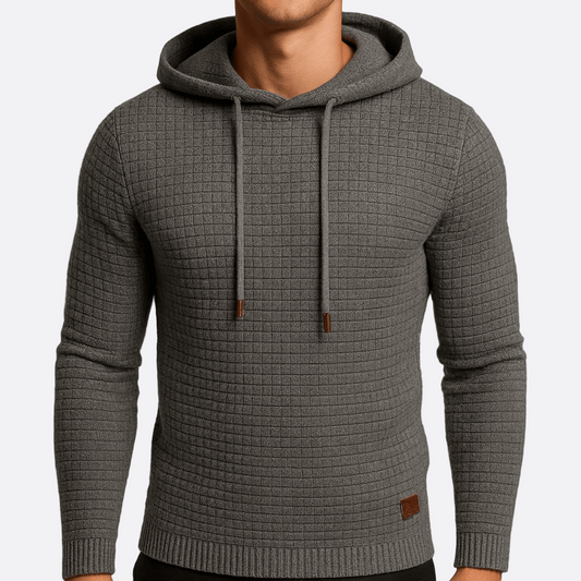 Męska - Teksturowana bluza - Kapturem i sznurkiem -  Dopasowany krój - Stylowa odzież na co dzień