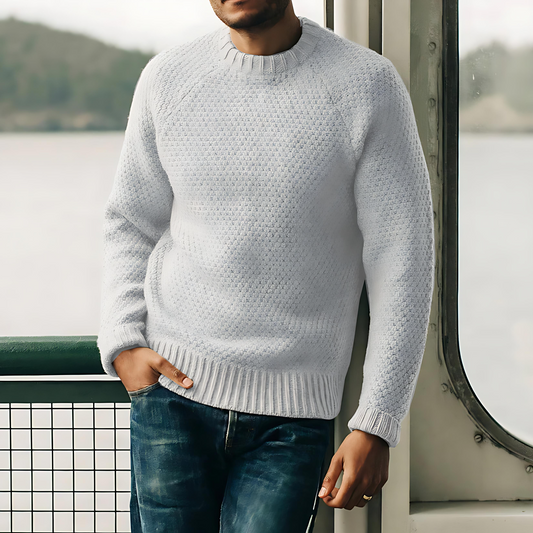 Męska - Teksturowany sweter z dzianiny - Ponadczasowy styl - Idealny na każdą okazję