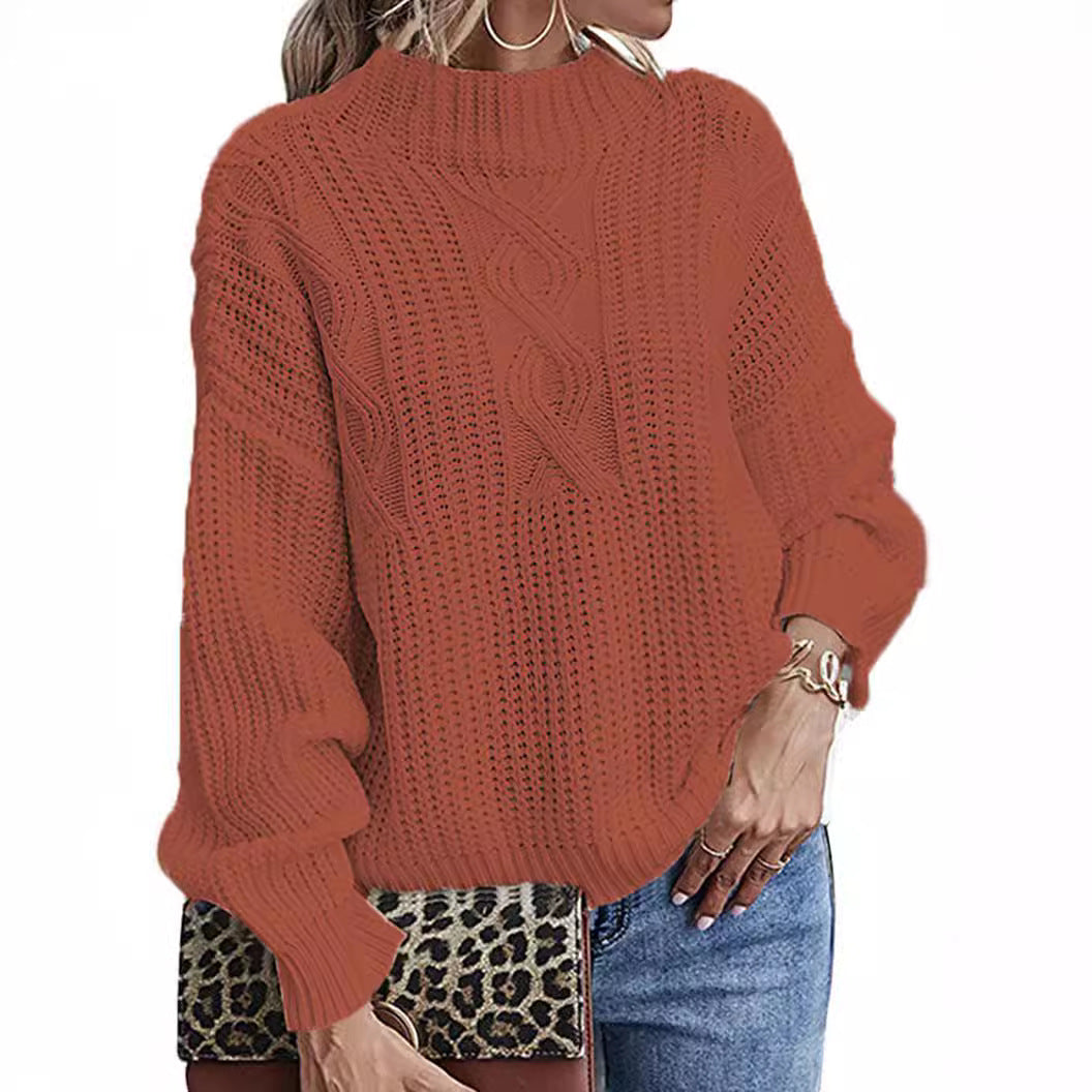 Damska - Sweter z dzianiny kablowej - Elegancki i nowoczesny styl - Idealny na każdą okazję
