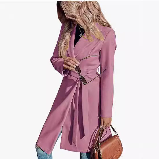 Damska - Stylowy płaszcz - Zapinany na dwa guziki - Elegancki i modny - Idealny na każdą okazję