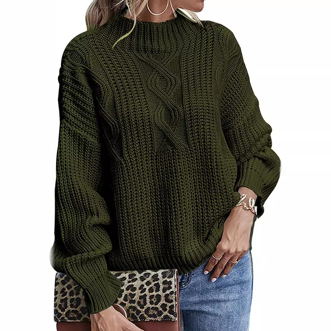 Damska - Sweter z dzianiny kablowej - Elegancki i nowoczesny styl - Idealny na każdą okazję