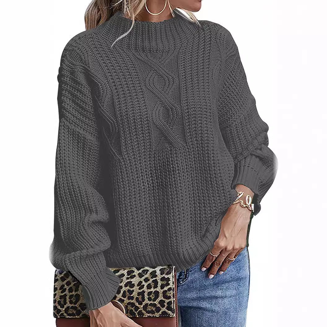 Damska - Sweter z dzianiny kablowej - Elegancki i nowoczesny styl - Idealny na każdą okazję