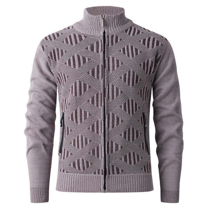 Męska - Kardigan - Zamek błyskawiczny - Nowoczesny design - Stylowy kardigan z dopasowanym krojem