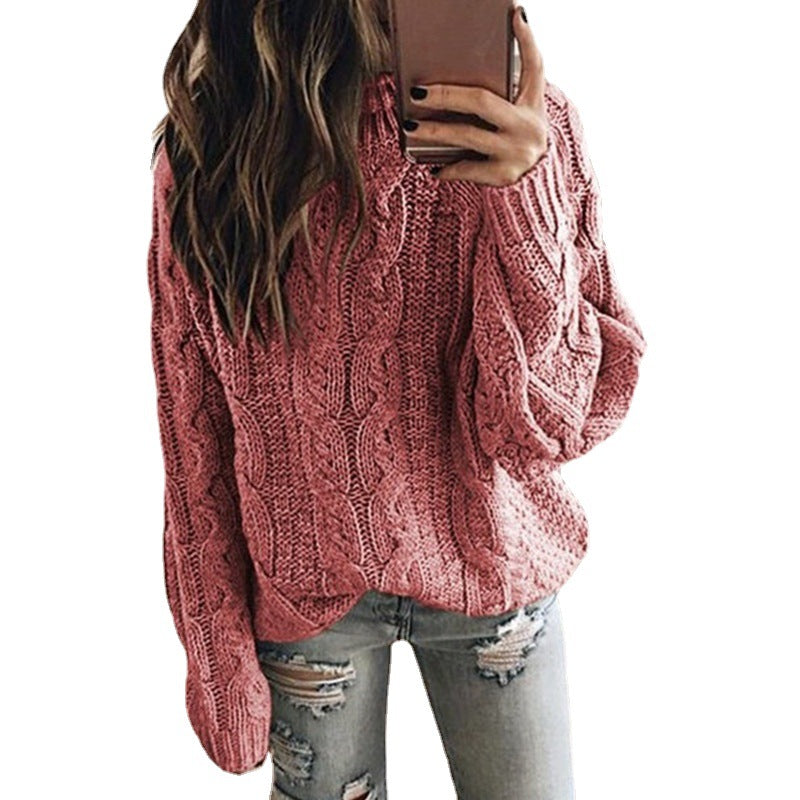 Damska - Sweter - Gruba dzianina z modnym wzorem w kable - Ciepły i stylowy