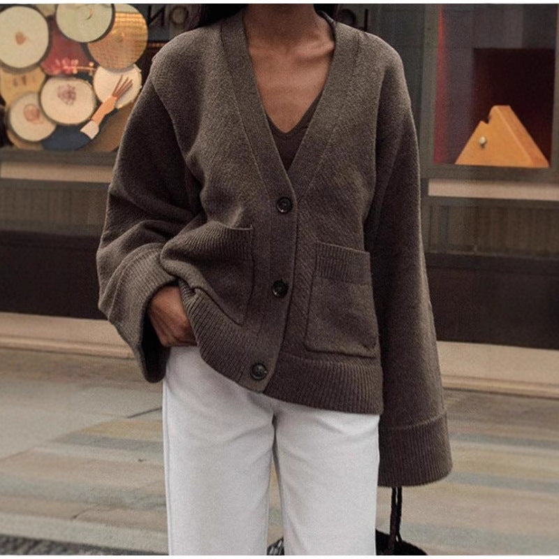 Damska - Kardigan - Obszernymi rękawami i kieszeniami - Stylowy i komfortowy - Idealny na każdą porę roku