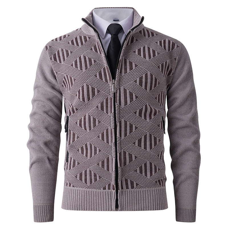 Męska - Kardigan - Zamek błyskawiczny - Nowoczesny design - Stylowy kardigan z dopasowanym krojem
