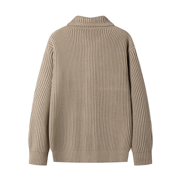 Męska - Kardigan sportowy - Szalowym kołnierzem - Idealny na chłodne dni - Elegancki i wygodny styl