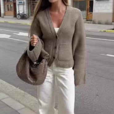 Damska - Kardigan - Obszernymi rękawami i kieszeniami - Stylowy i komfortowy - Idealny na każdą porę roku
