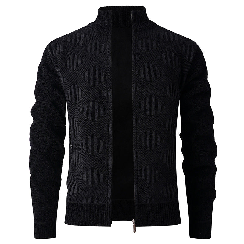 Męska - Kardigan - Zamek błyskawiczny - Nowoczesny design - Stylowy kardigan z dopasowanym krojem