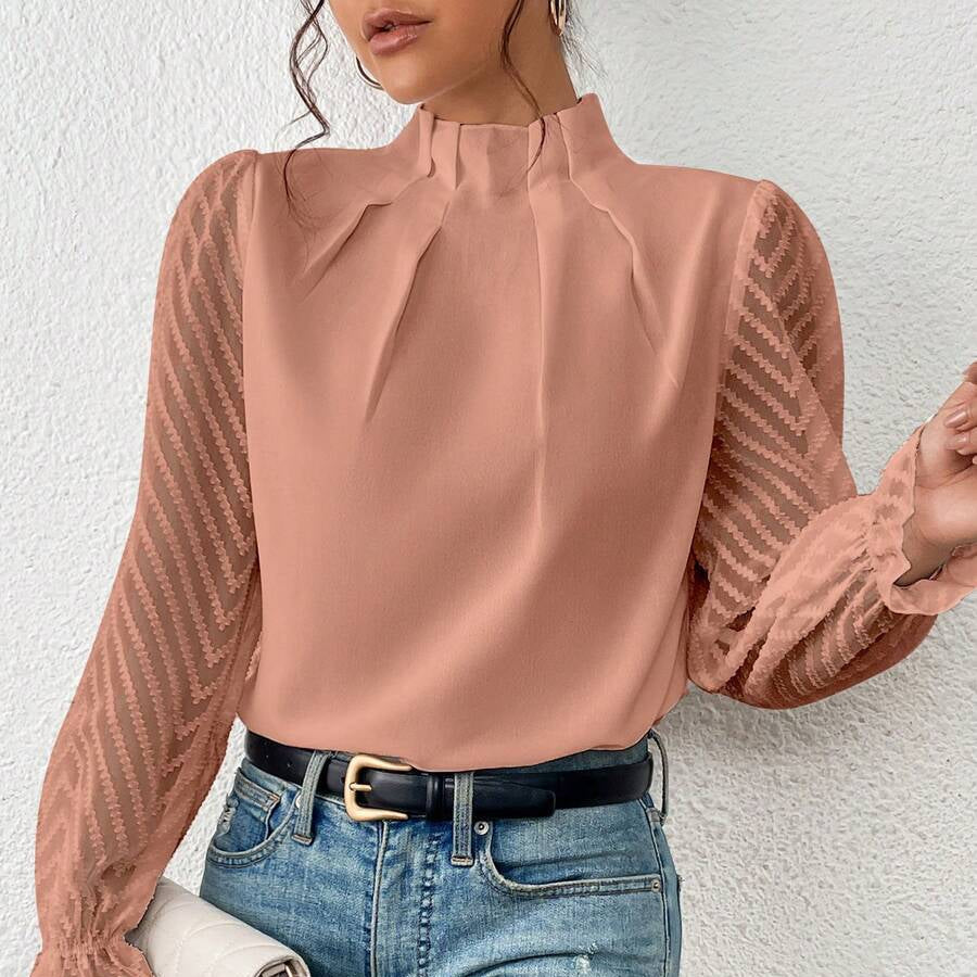 Damska - Bluzka z długim rękawem - Miękki materiał - Model z długimi rękawami