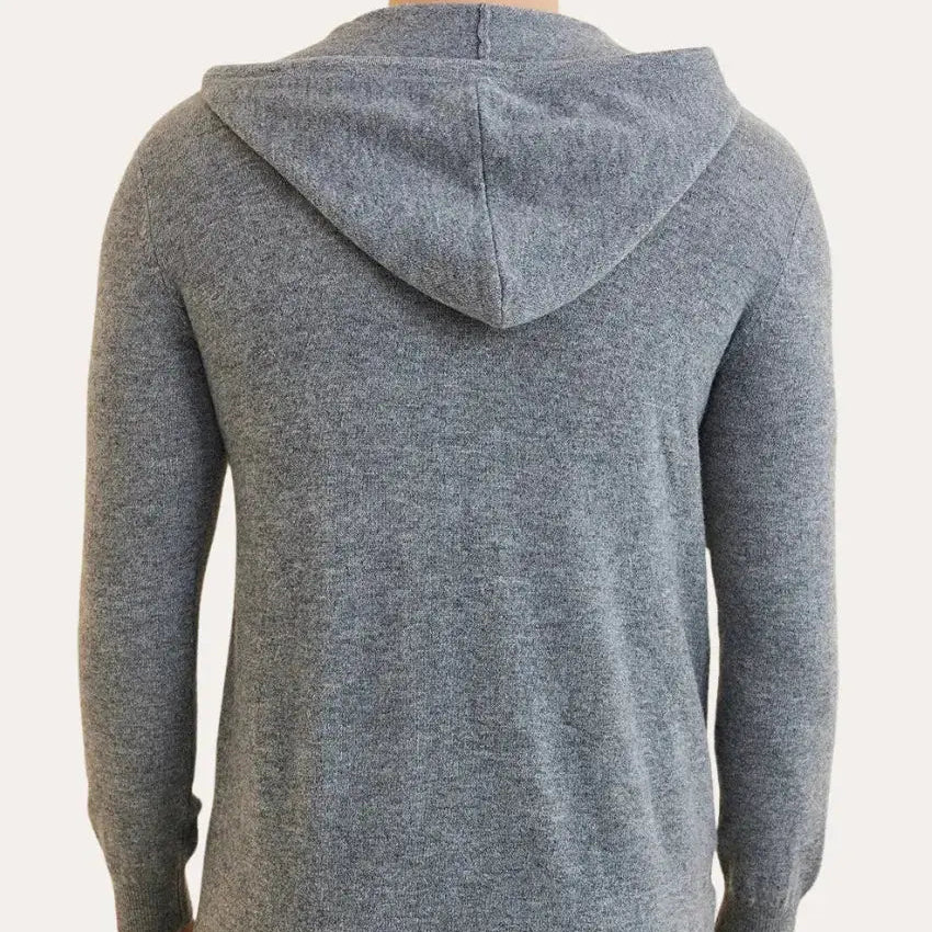 Męska - Szara bluza z suwakiem - Miękkiej mieszanki kaszmiru - Swobodny krój
