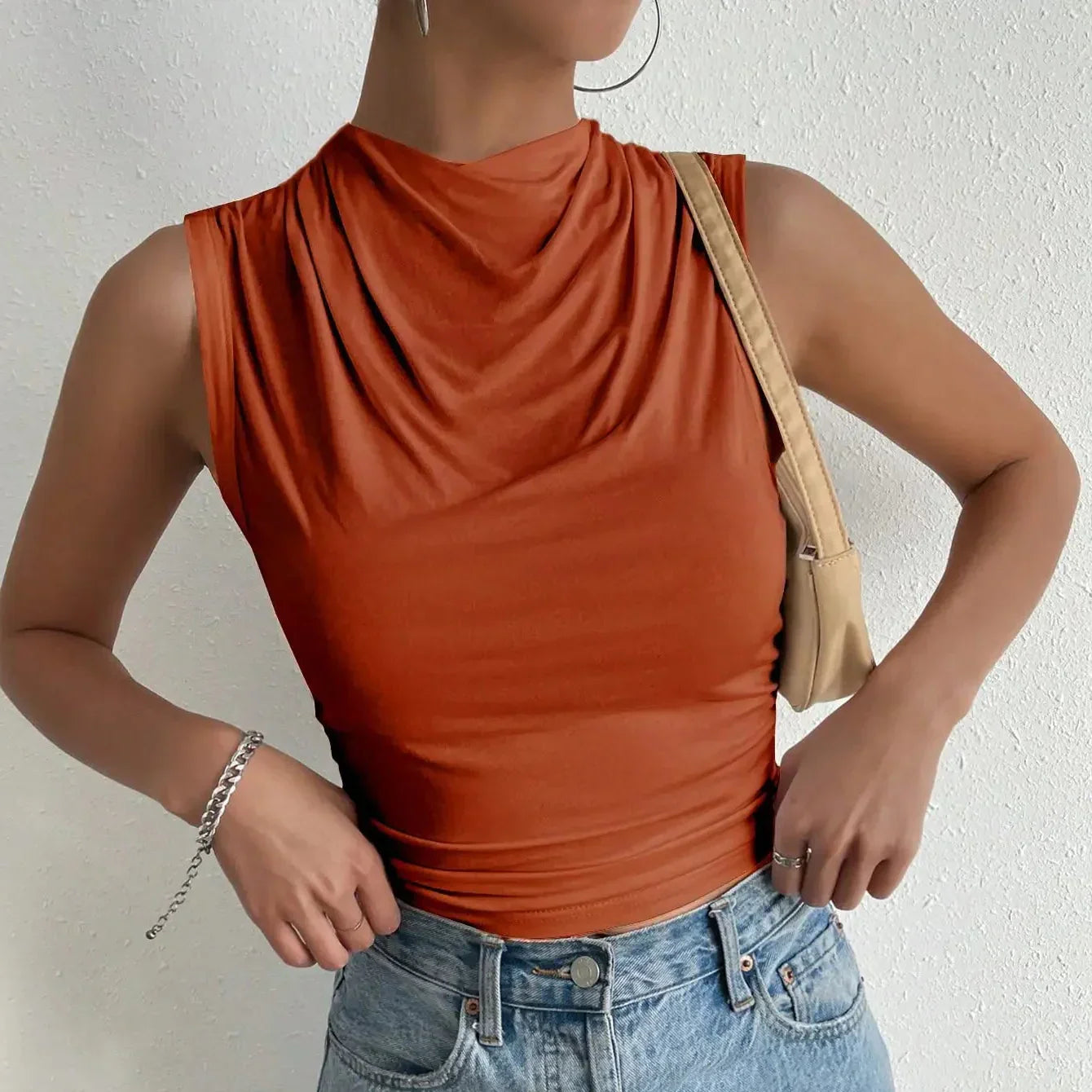 Damska - Top - Letnia bluzka bez rękawów - Oddychający materiał - Stylowa casualowa bluzka do codziennych stylizacji