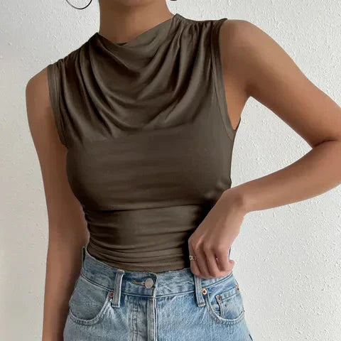 Damska - Top - Letnia bluzka bez rękawów - Oddychający materiał - Stylowa casualowa bluzka do codziennych stylizacji