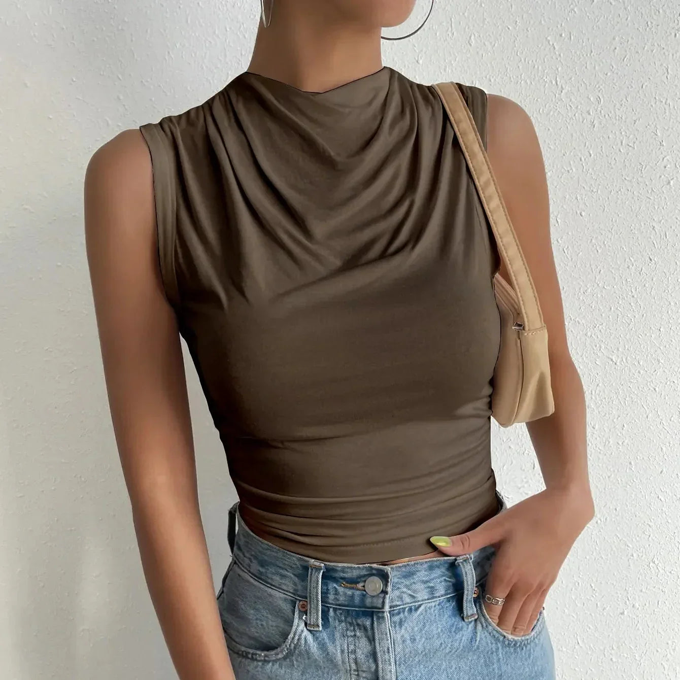 Damska - Top - Letnia bluzka bez rękawów - Oddychający materiał - Stylowa casualowa bluzka do codziennych stylizacji