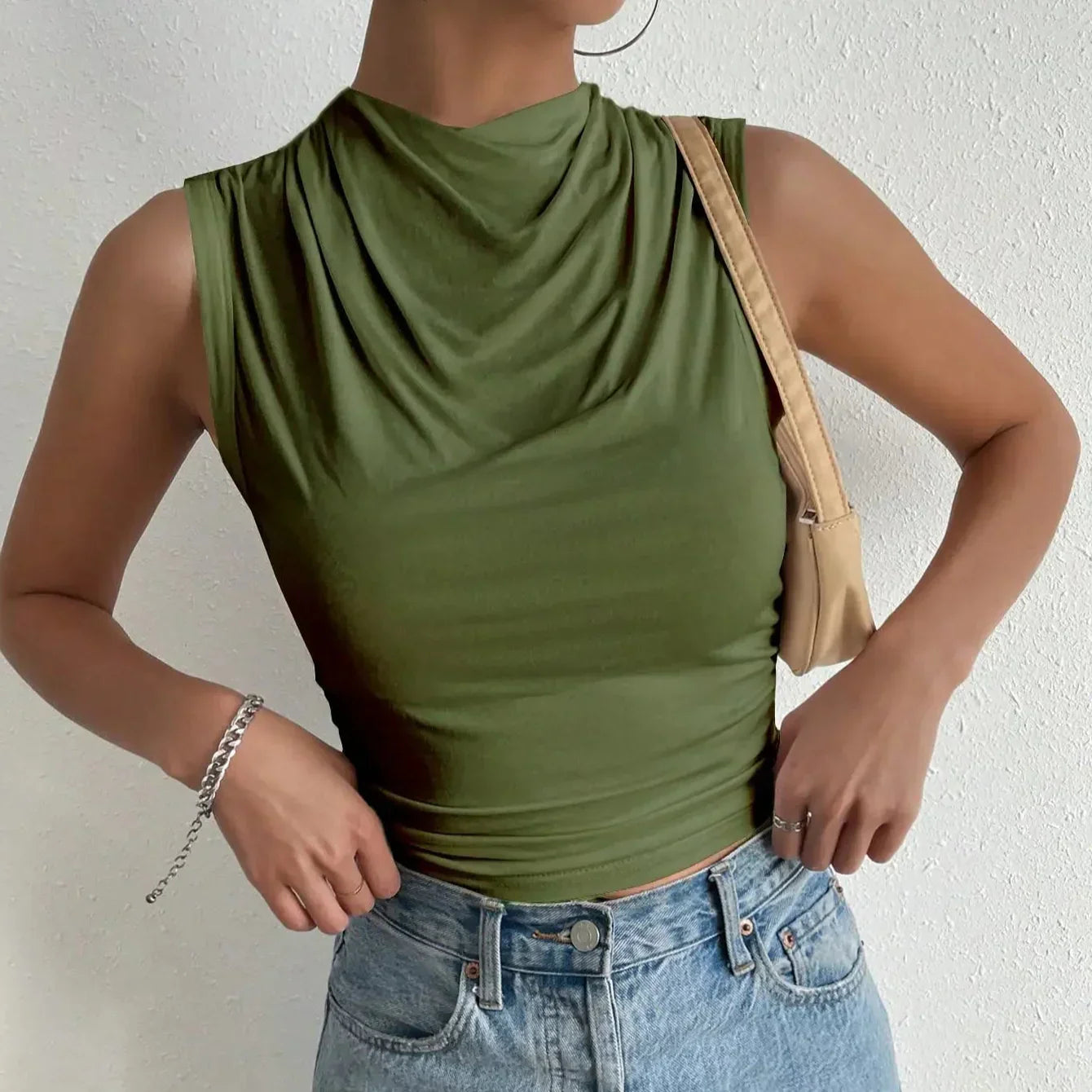 Damska - Top - Letnia bluzka bez rękawów - Oddychający materiał - Stylowa casualowa bluzka do codziennych stylizacji