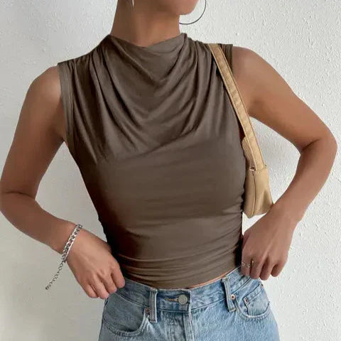 Damska - Top - Letnia bluzka bez rękawów - Oddychający materiał - Stylowa casualowa bluzka do codziennych stylizacji